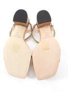 Jimmy Choo Aadra 45 Beige and Gold Block Heel Sandal - 37