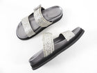 Jimmy Choo Marga Flat Silver Glitter and Crystal Sandals - 38.5