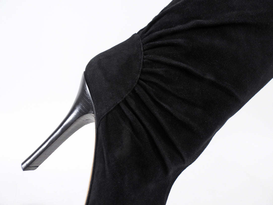 Jimmy Choo Black Suede 105mm Mid Height Boots - 40