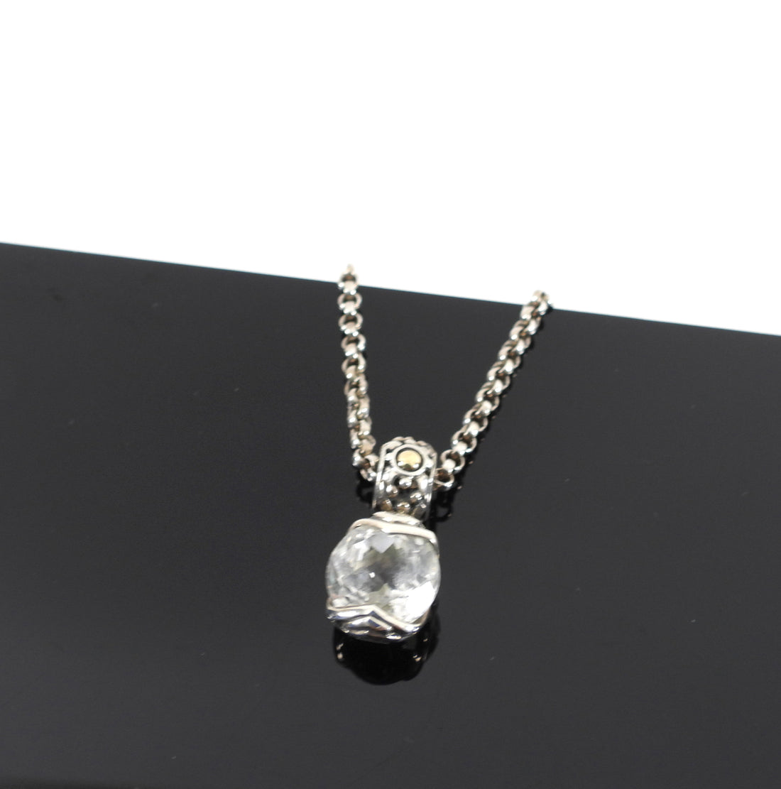 John Hardy Sari Sterling Silver Necklace with White Topaz Pendant