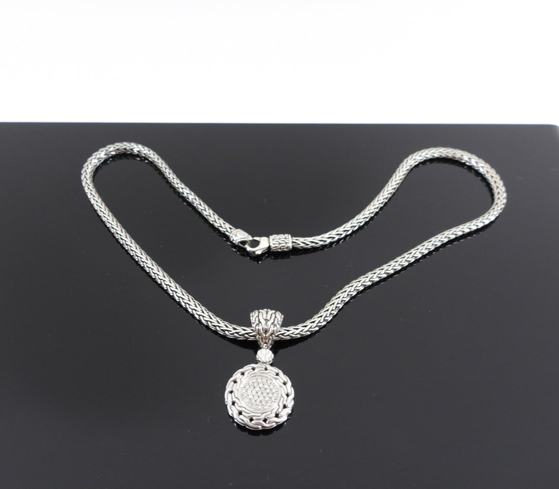 John Hardy Sterling Silver Diamond Pendant Necklace