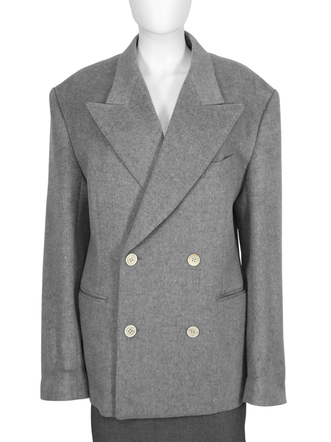 Junya Watanabe Grey Wool Cashmere Double Breasted Oversized Blazer - M