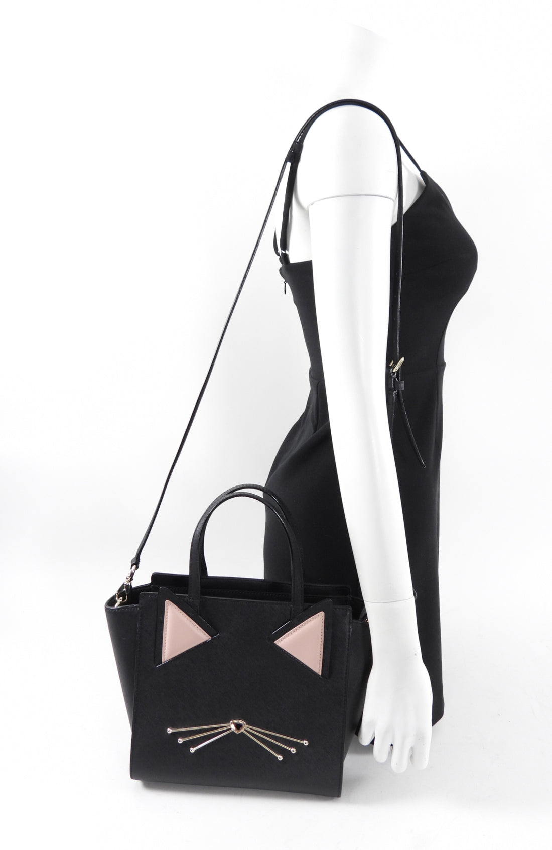 Kate Spade Black Leather Two-Way Cat Design Bag