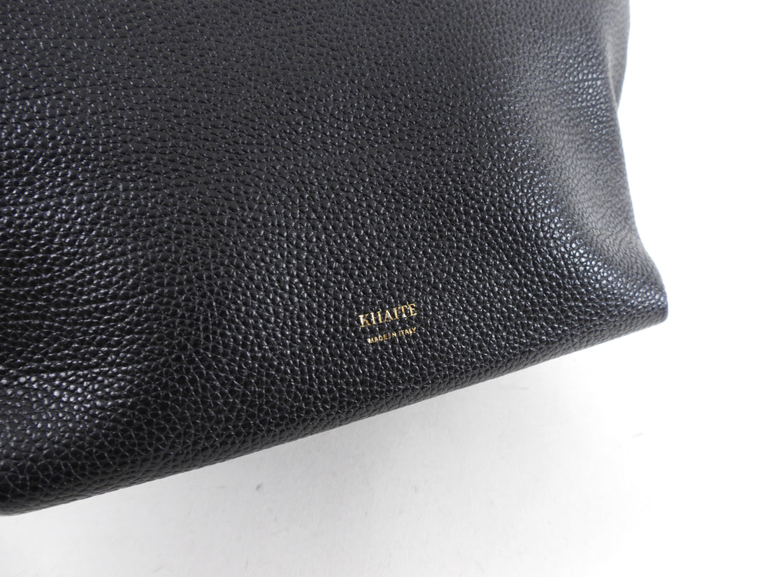 Khaite Black Grained Leather Augusta Crossbody Frame Bag