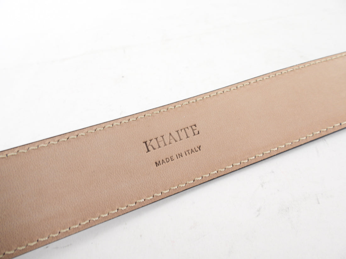 Khaite Julius Medium Black Leather Wide Gold Buckle Belt - 85