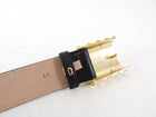 Khaite Julius Medium Black Leather Wide Gold Buckle Belt - 85
