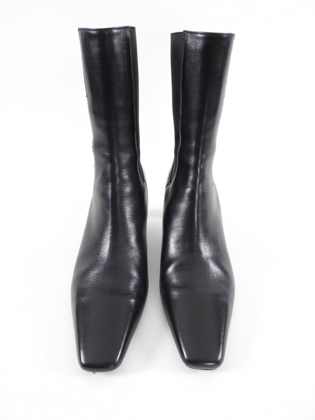 Toteme The Mid-Heel Black Leather Boots - 37