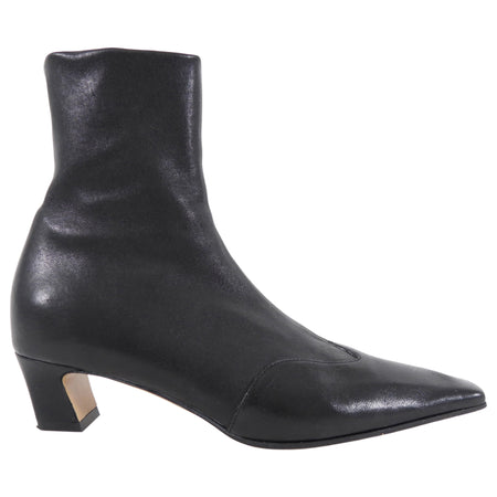 Khaite Black Leather 40mm Nevada Stretch Ankle Boot - 37