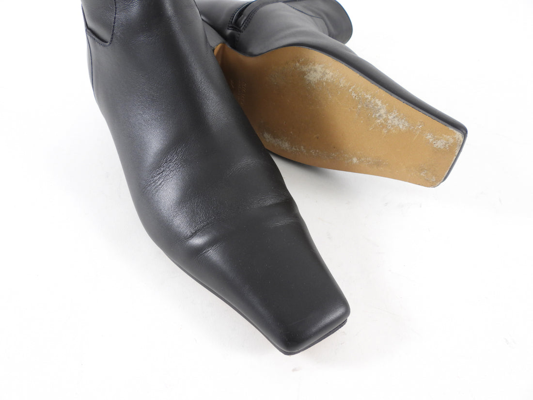 Khaite Black Leather Marfa Ankle Boots - 37