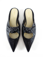 Khaite Black Patent Pointed Knot Rowan Flat Mule - 37