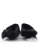 Khaite Black Otto Shearling Kitten Heel Slip on Mules - 37