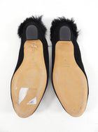 Khaite Black Otto Shearling Kitten Heel Slip on Mules - 37