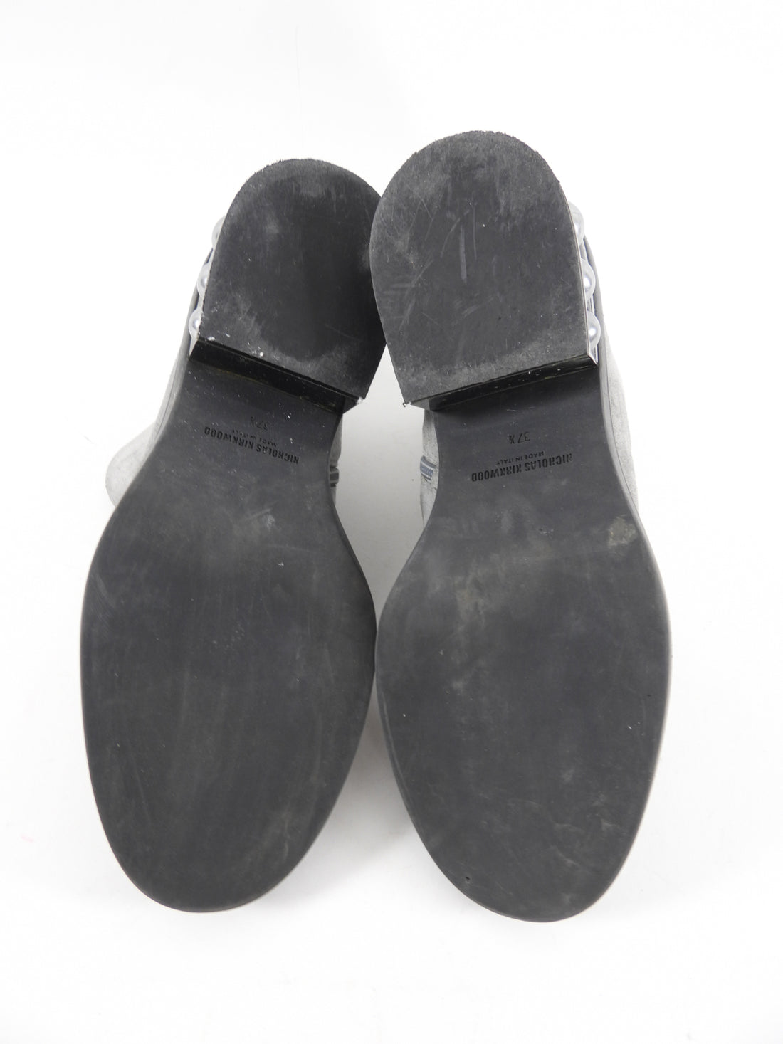 Nicholas Kirkwood Grey Suede Pearl Heel Ankle Boot - 37.5 / 7.5