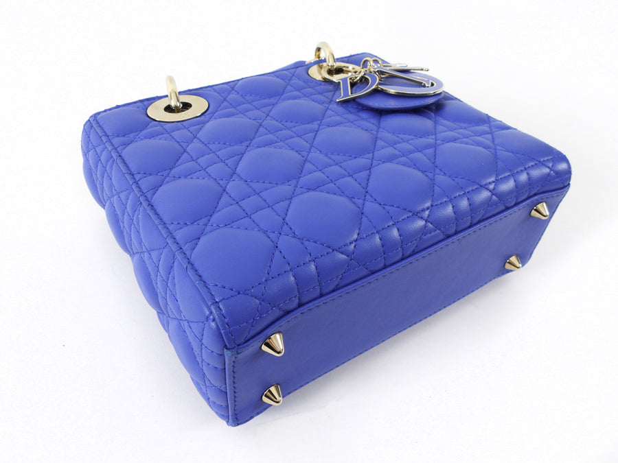 Dior My Lady Blue Cannage Lambskin Small Two Way Bag