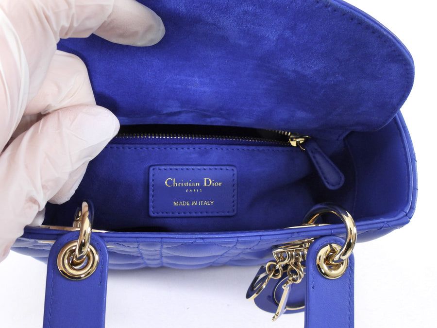 Dior My Lady Blue Cannage Lambskin Small Two Way Bag