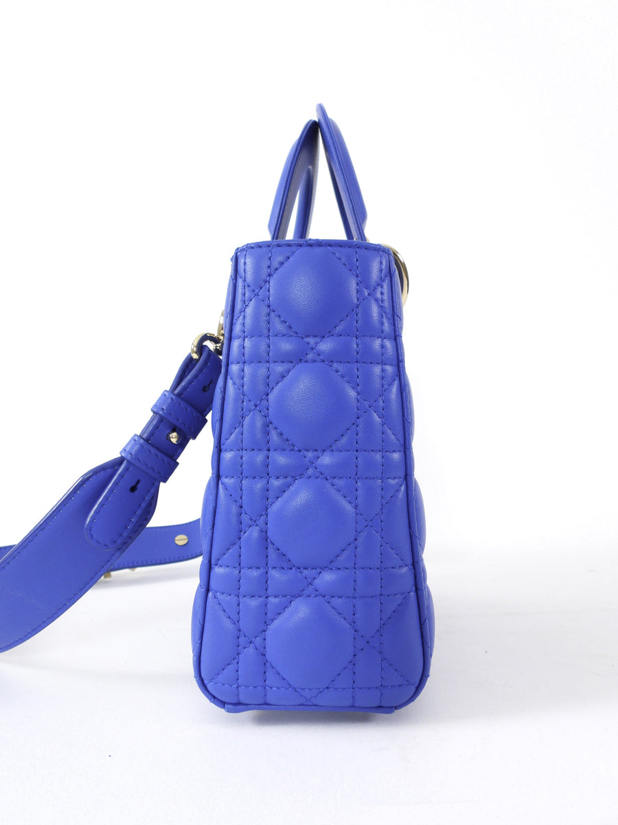 Dior My Lady Blue Cannage Lambskin Small Two Way Bag