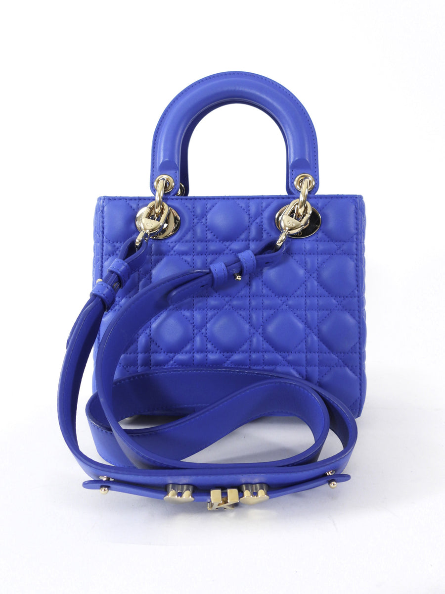 Dior My Lady Blue Cannage Lambskin Small Two Way Bag