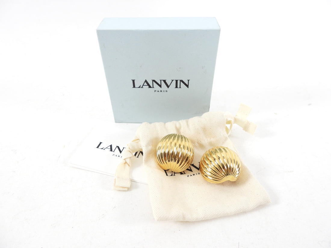 Lanvin Arpege Goldtone Dome Clip on Earrings