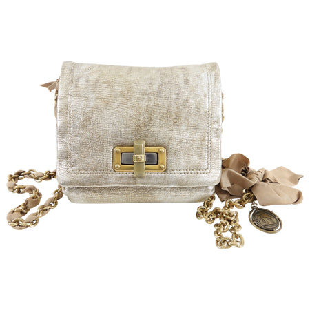 Lanvin Mini Happy Crossbody Bag in Gold Leather