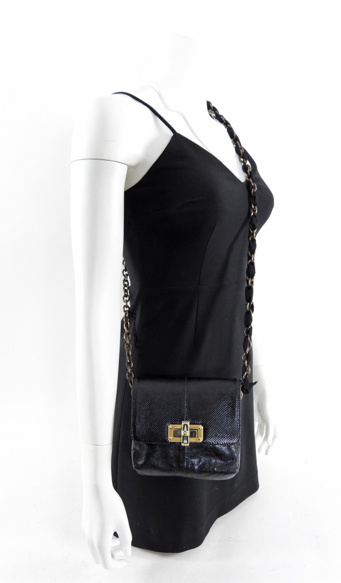 Lanvin Mini Happy Crossbody Bag in Black Lizard Skin