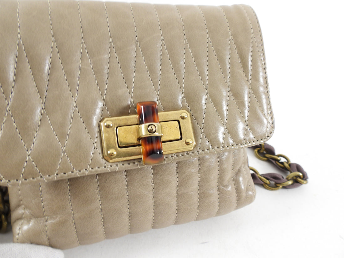 Lanvin Mini Happy Crossbody Bag in Taupe Quilted Leather