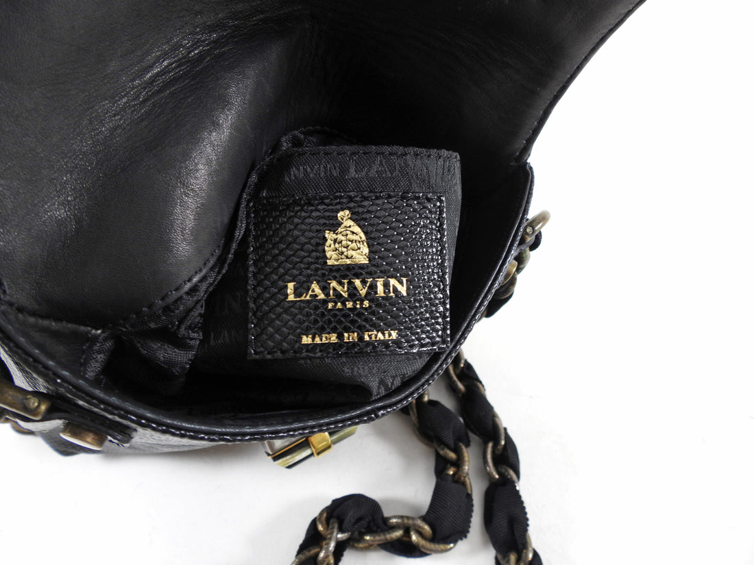 Lanvin Mini Happy Crossbody Bag in Black Lizard Skin