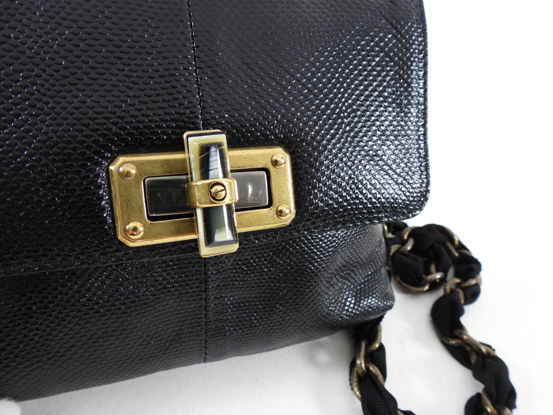 Lanvin Mini Happy Crossbody Bag in Black Lizard Skin