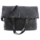 Lanvin Black Leather Messenger Fold Over Tote Bag