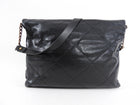 Lanvin Black Leather Messenger Fold Over Tote Bag