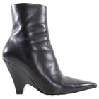 Bottega Veneta Black Leather Wedge Heel Ankle Boots - 37