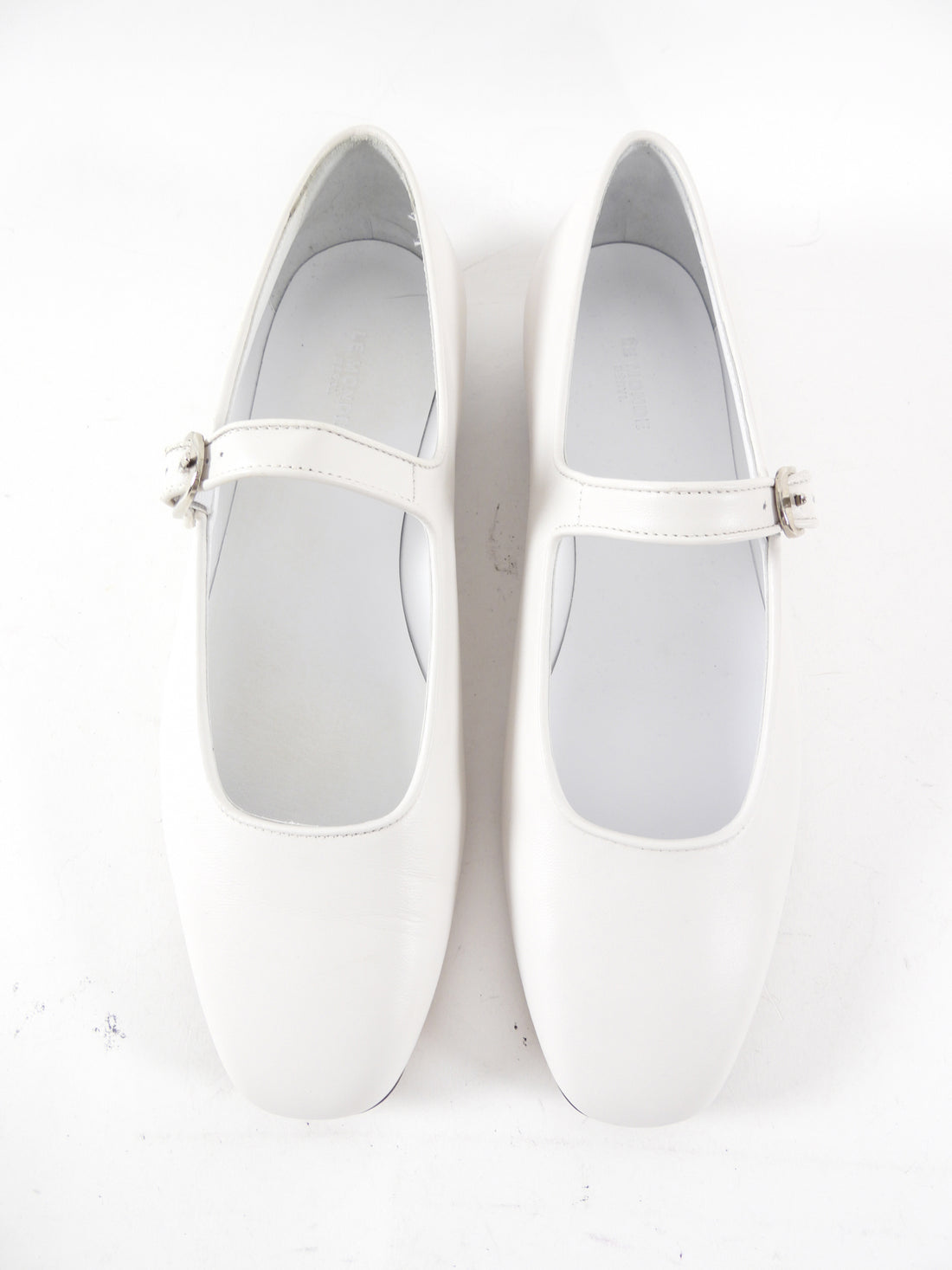 Le Monde Beryl White Leather Mary Jane Ballet Flat - 42
