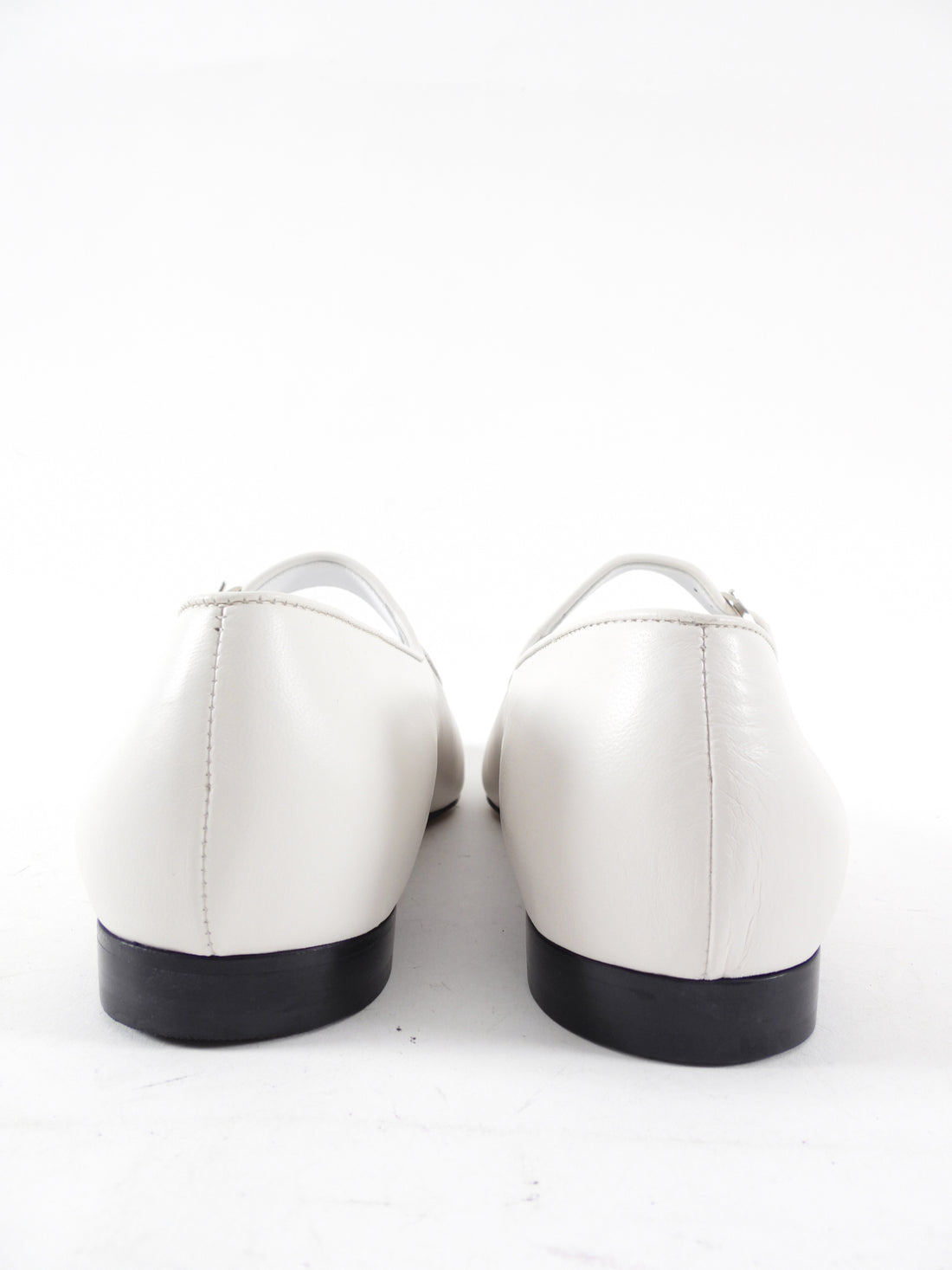 Le Monde Beryl White Leather Mary Jane Ballet Flat - 42