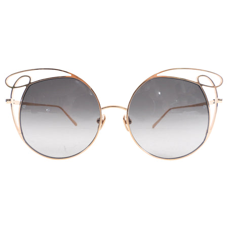 Linda Farrow 5908 Oversized Goldtone Metal Frame Sunglasses