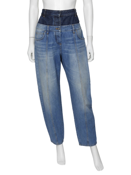 Loewe Blue Tromp L'oeil Wide-Leg Double Denim Layered Jeans 38
