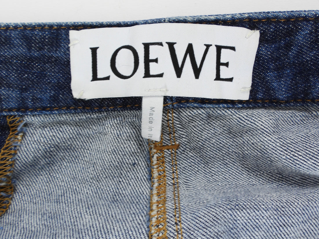 Loewe Blue Tromp L'oeil Wide-Leg Double Denim Layered Jeans 38