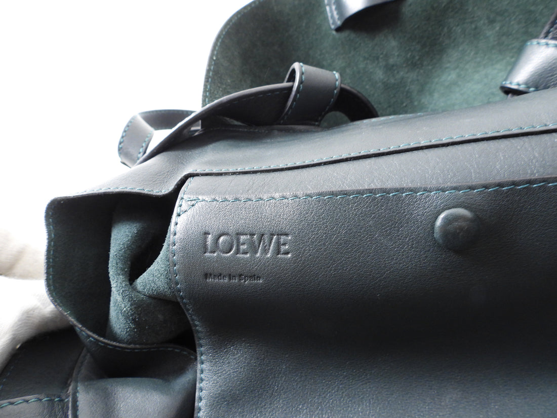 Loewe Dark Green Leather Drawstring Backpack