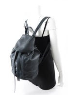 Loewe Dark Green Leather Drawstring Backpack