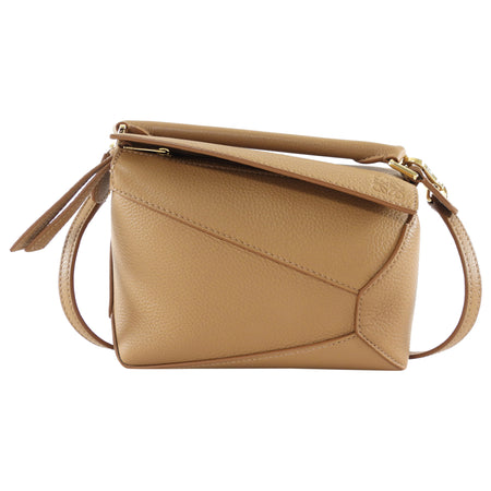 Loewe Toffee Brown Grained Calfskin Mini Puzzle Bag