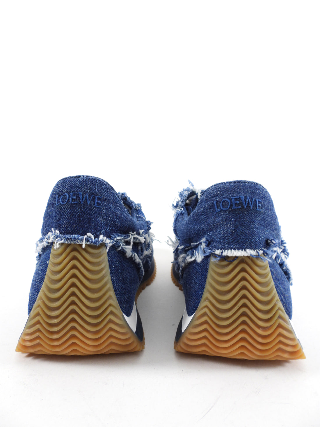 Loewe Blue Denim Anagram Frayed Edge Sneakers - 37