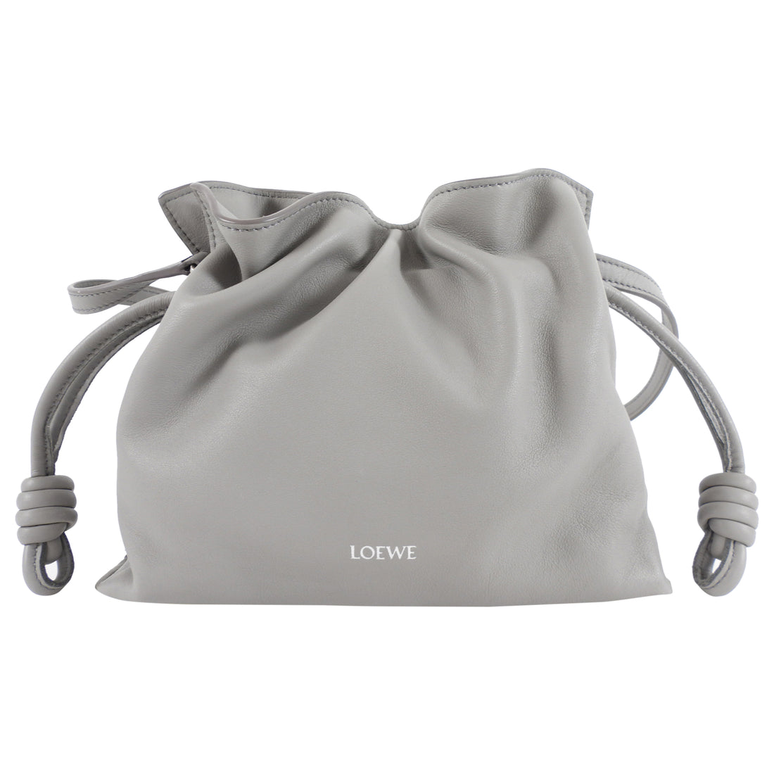 Loewe Pearl Grey Leather Mini Flamenco Clutch Bag