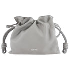 Loewe Pearl Grey Leather Mini Flamenco Clutch Bag