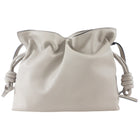 Loewe Light Grey Leather Flamenco Knot Medium Drawstring Bag