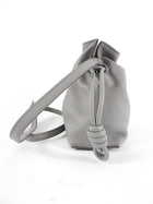 Loewe Pearl Grey Leather Mini Flamenco Clutch Bag