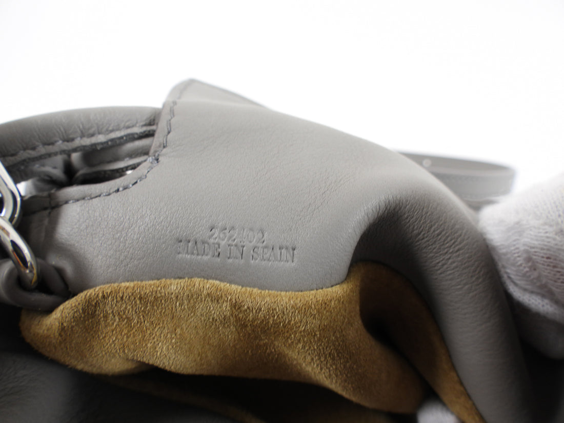 Loewe Pearl Grey Leather Mini Flamenco Clutch Bag