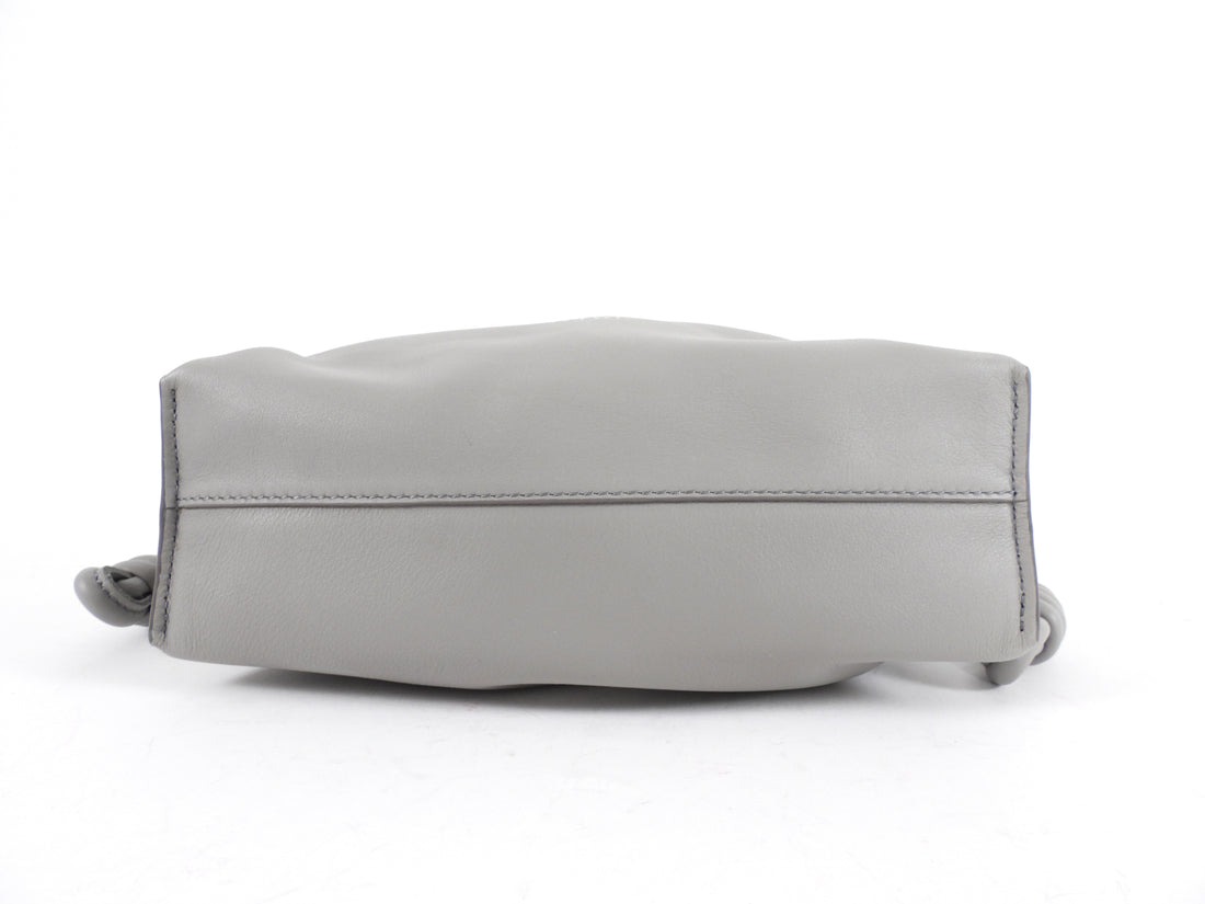 Loewe Pearl Grey Leather Mini Flamenco Clutch Bag