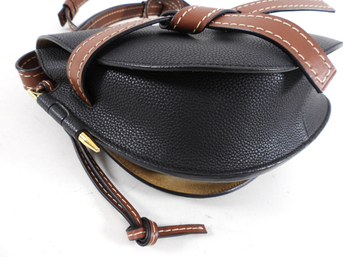 Loewe Black and Brown Leather Small Gate Crossbody Bag