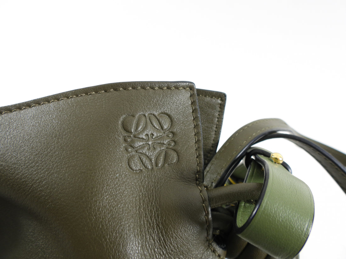 Loewe Olive Green Leather Mini Flamenco Bag