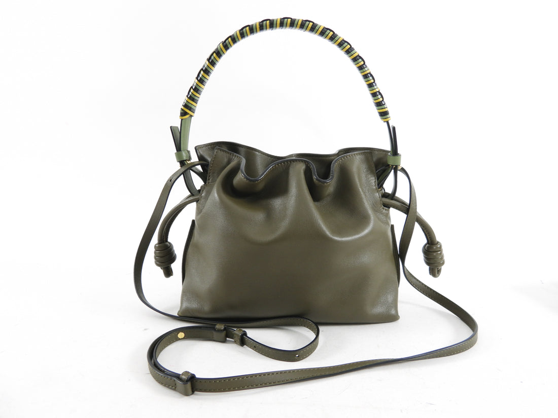 Loewe Olive Green Leather Mini Flamenco Bag