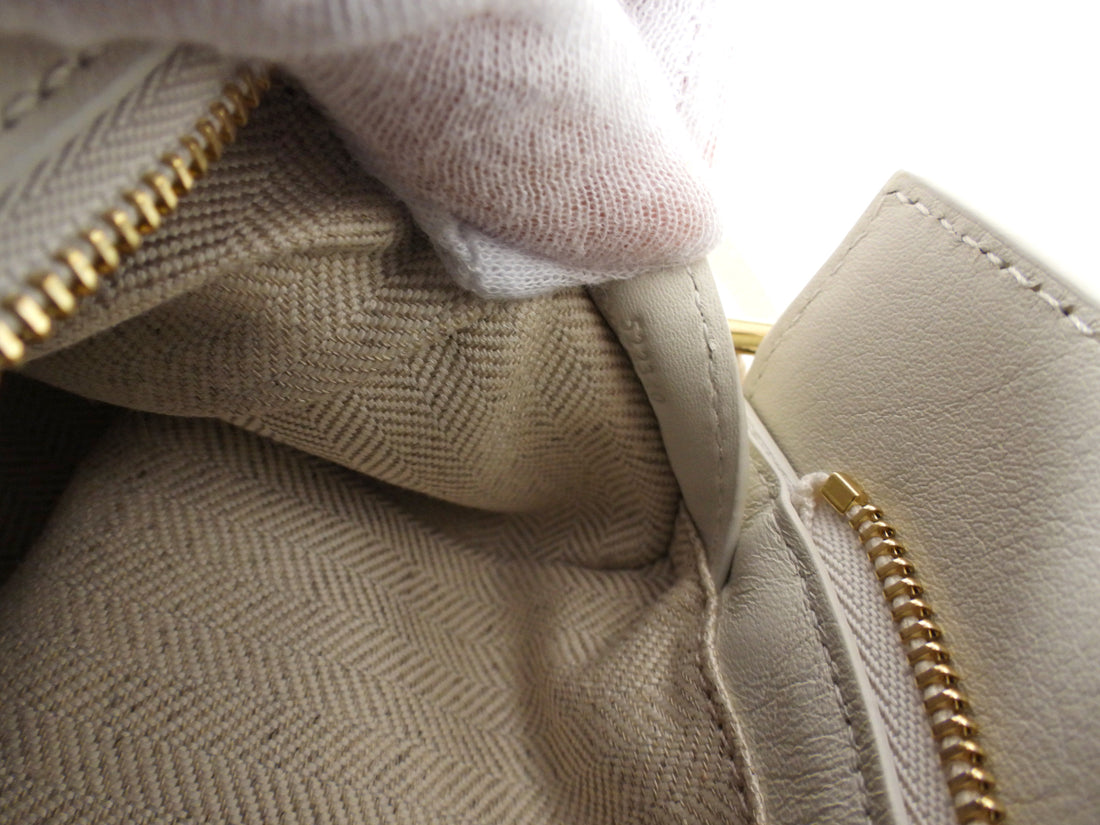 Loewe Beige and White Leather Mini Puzzle Edge Bag