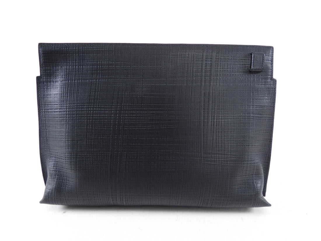 Loewe Black Grained Leather Zip T Pouch Clutch Bag